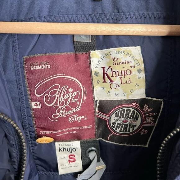 Navy Khujo Winter Parka Jacket size small blue puffer faux fur - Picture 5 of 9